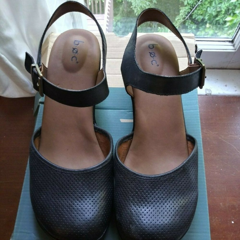 NIB boc BLK Mary Jane Leather Clogs "Stone" SZ 11